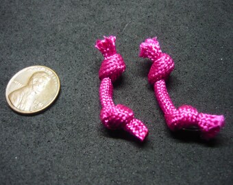 Two Dark Pink Miniature Rope Knot Dog Toys for Doll House in 1/12 Scale Dollhouse