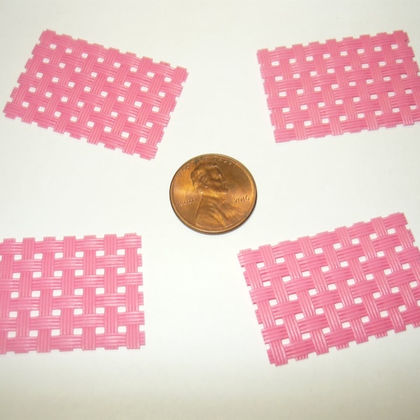 Miniature Pink Placemats, Set of 4 Dollhouse Place Mats Mini Doll House 1/12 scale