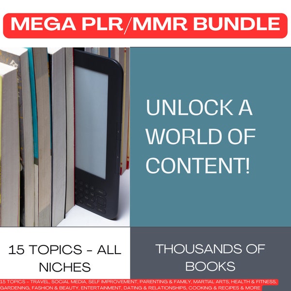 PLR/MMR Mega Bundle | 1000s Books | All Niches | 15 Hot Topics Including Travel, Fitness, Relationships, Cooking & More