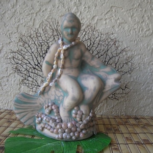 Prince Neptune Statue, Sea Fan Tropical Decor Florida Grouper Beach Decor image 1