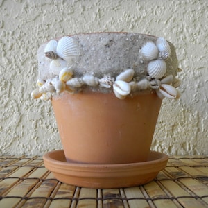 Terra Cotta Plant Pot with Seashells, 4&quot; Planter