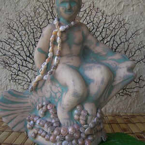 Prince Neptune Statue, Sea Fan Tropical Decor Florida Grouper Beach Decor image 4