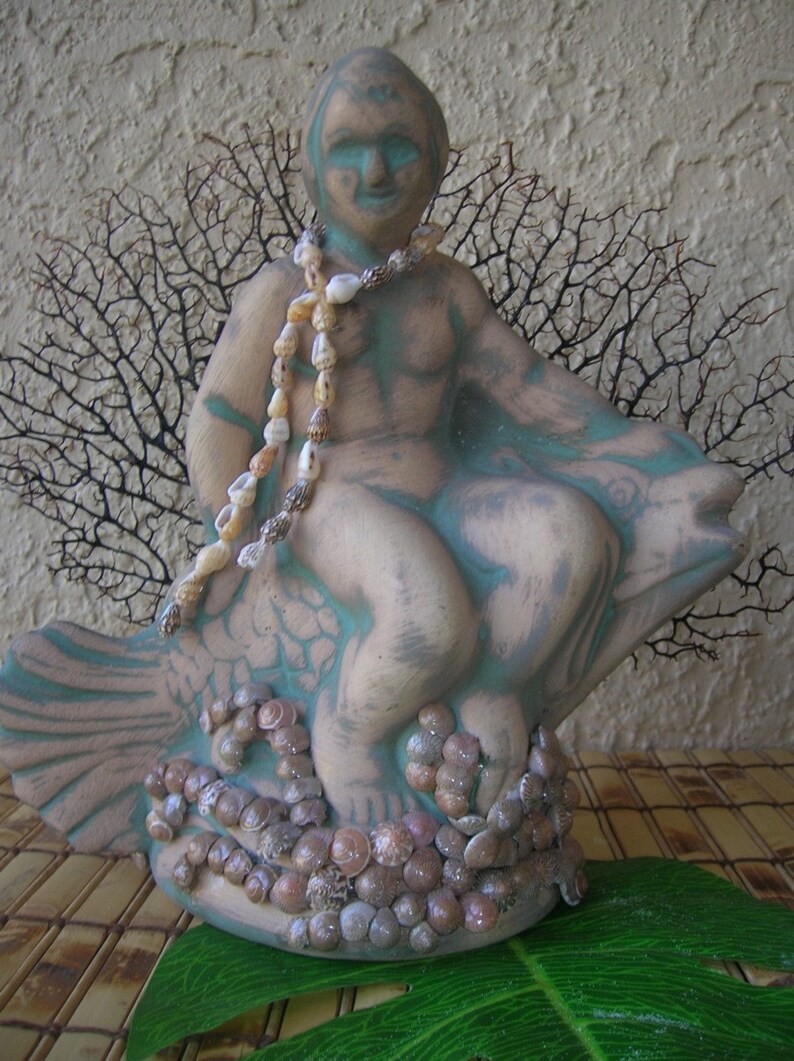 Prince Neptune Statue, Sea Fan Tropical Decor Florida Grouper Beach Decor image 4