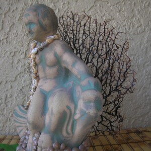 Prince Neptune Statue, Sea Fan Tropical Decor Florida Grouper Beach Decor image 2