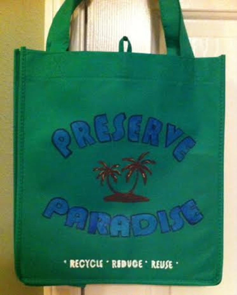 EARTH DAY Preserve Paradise, Reusable Market Bags, Recycle, Reuse, Ecology, Save the Earth image 2