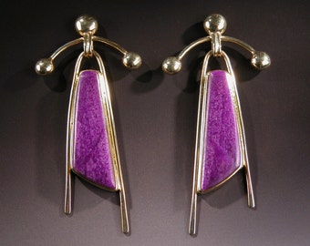 Sugilite Earrings in 18 karat Gold DANCING GODDESS