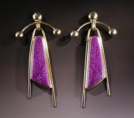 Sugilite Earrings in 18 karat Gold DANCING GODDESS
