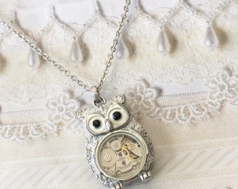 The ORIGINAL Silver Owl Necklace - STEAMPUNK OWL - Jewelry by BirdzNbeez -  Wedding Birthday Bridesmaids Gift