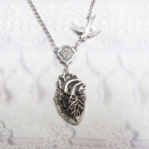 Silver Heart Necklace - The ORIGINAL Corazon ANATOMICAL HEART Necklace - Jewelry by BirdzNbeez - Wedding Birthday Bridesmaids Gift