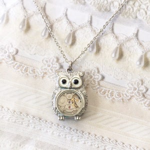 Silver Owl Necklace STEAMPUNK OWL Jewelry by BirdzNbeez Wedding Birthday Bridesmaids Gift image 2