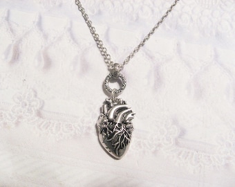 Silver Heart Necklace - The ORIGINAL Corazon ANATOMICAL HEART Necklace - Jewelry by BirdzNbeez - Wedding Birthday Bridesmaids Gift