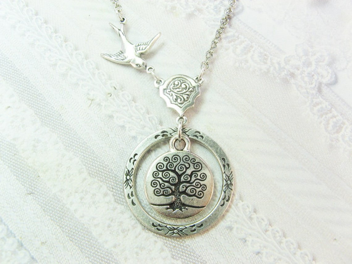 Silver Tree Necklace Tree of Life Jewelry by Birdznbeez - Etsy