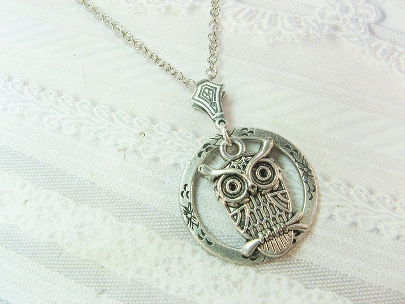Silver Necklace Silver Night Owl Owl Necklace Jewelry by Etsy