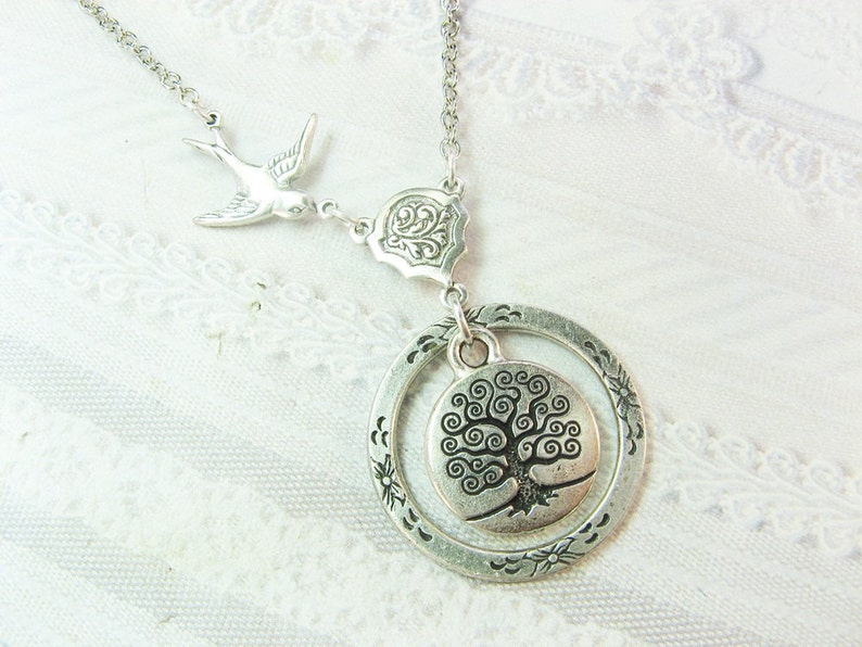 Silver Tree Necklace Tree of Life Jewelry by Birdznbeez - Etsy