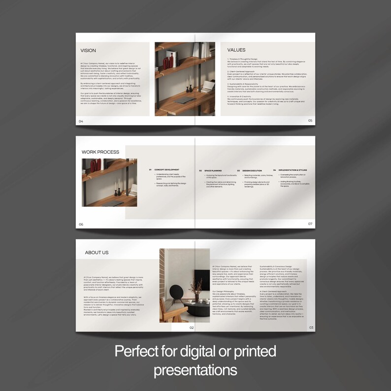 Interior Design Portfolio Canva Template: Minimal & Elegant Look Book ...