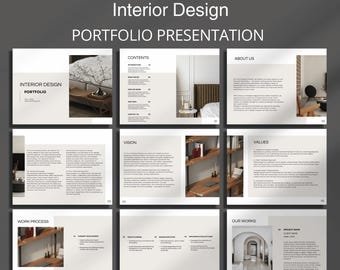 Interior Design Portfolio Canva Template: Minimal & Elegant Look Book