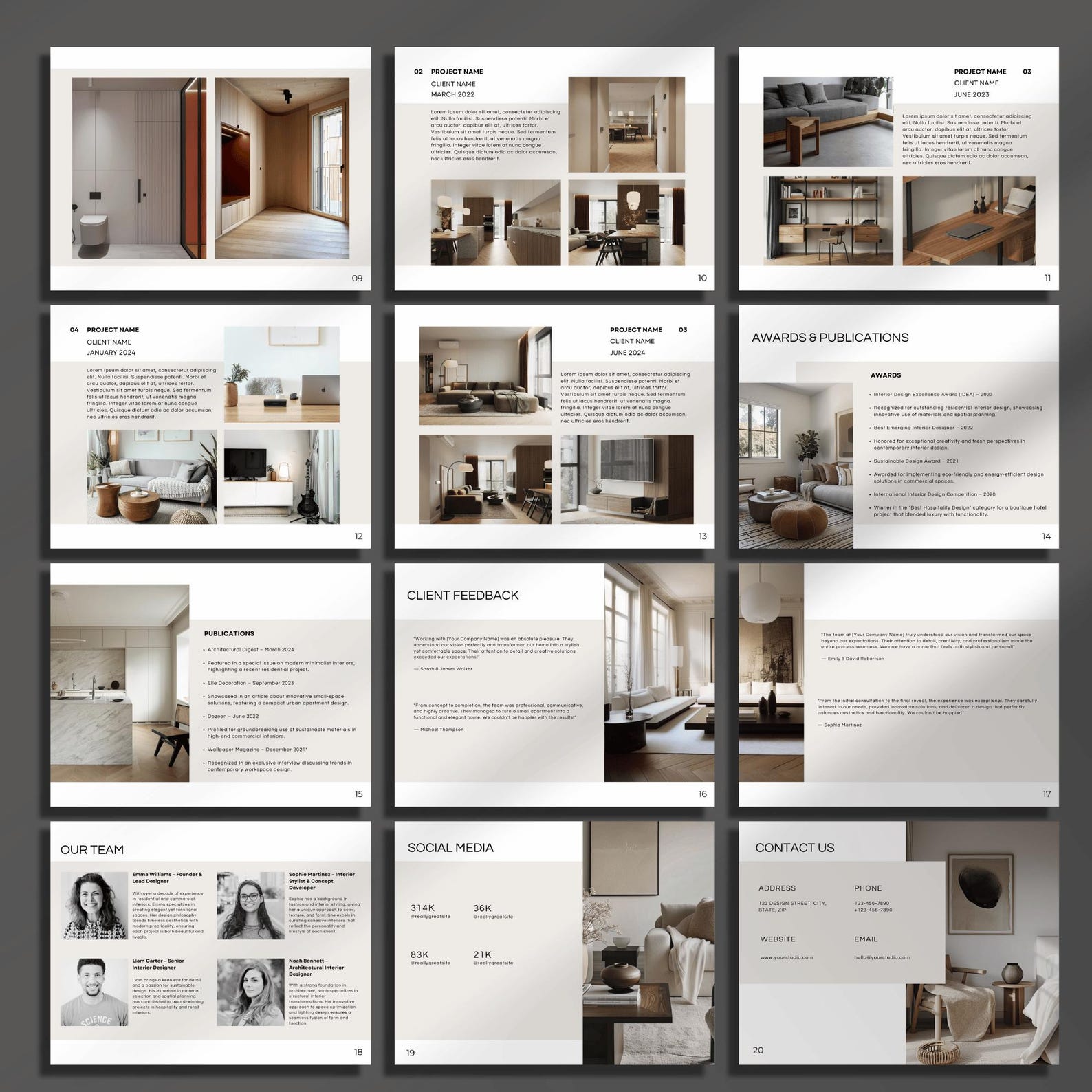 Interior Design Portfolio Canva Template: Minimal & Elegant Look Book ...