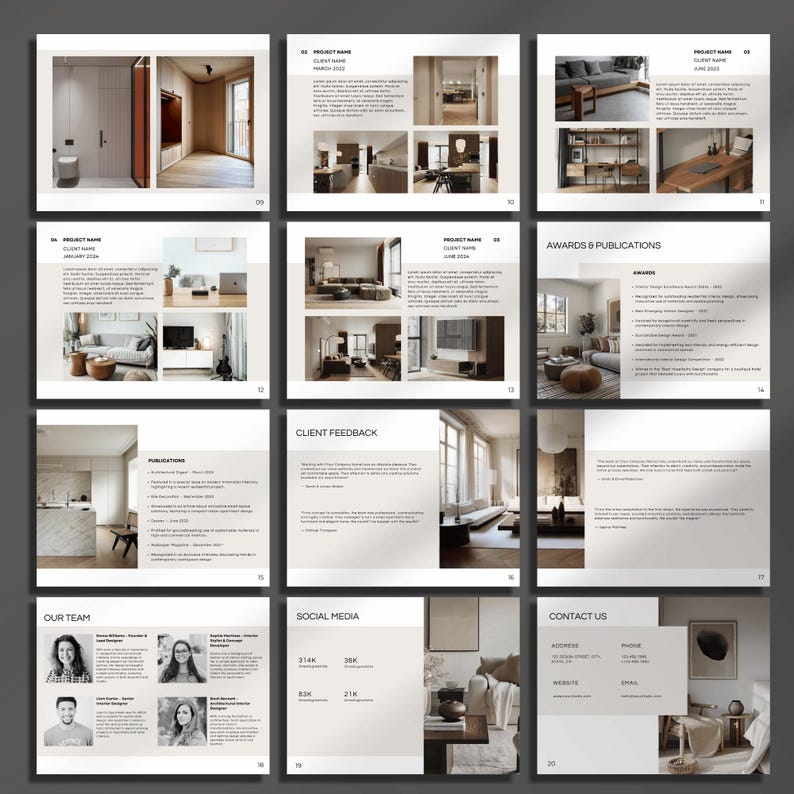 Interior Design Portfolio Canva Template: Minimal & Elegant Look Book ...