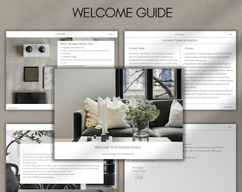 Interior Design Client Welcome Guide: Editable Canva Template (US Letter & A4 Sizes)