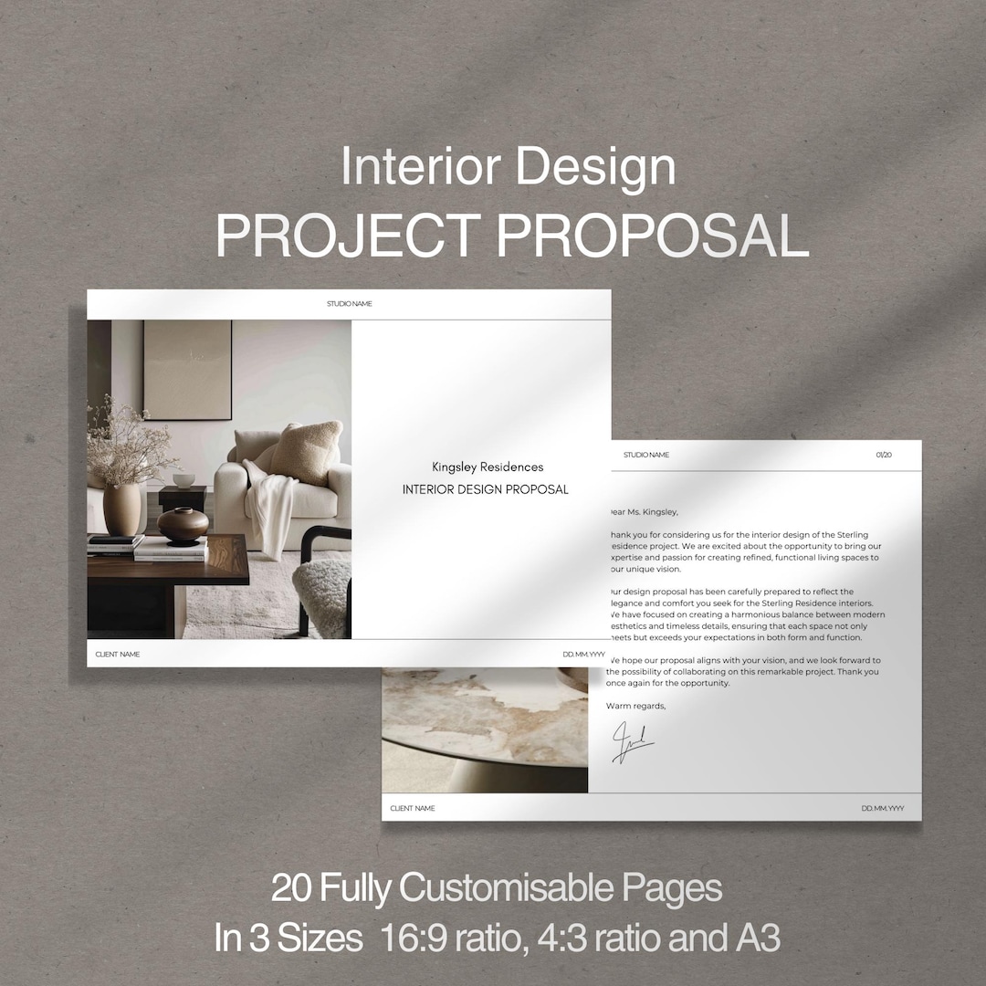 Interior Design Proposal Template: Canva Presentation (digital Download ...