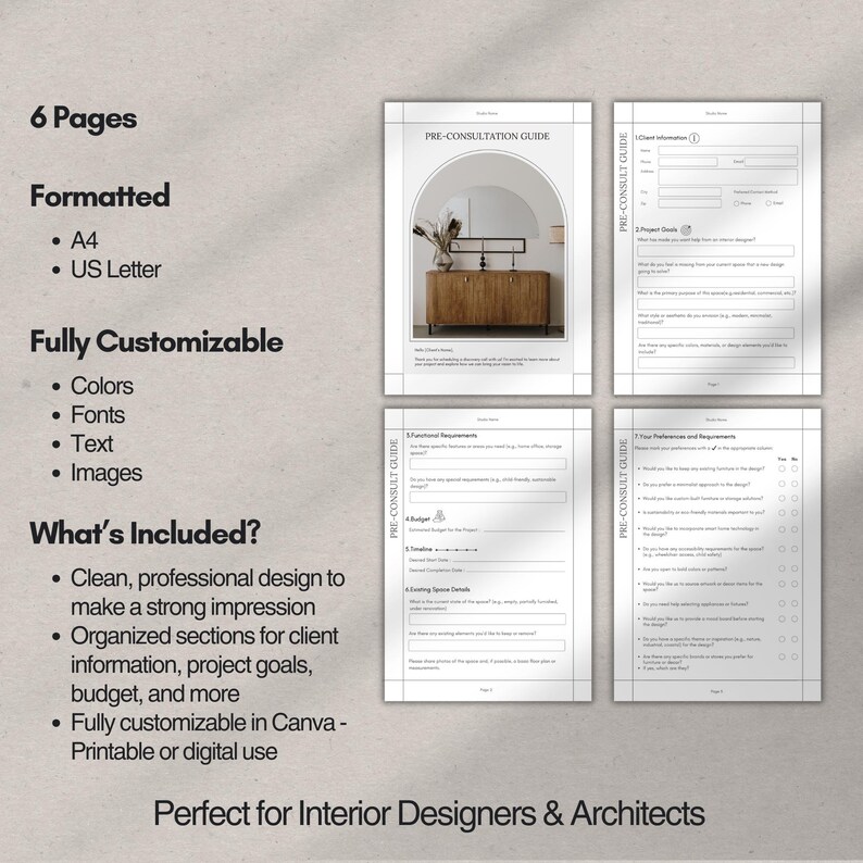 Pre-consultation Guide Template for Interior Designers | Discovery Call ...