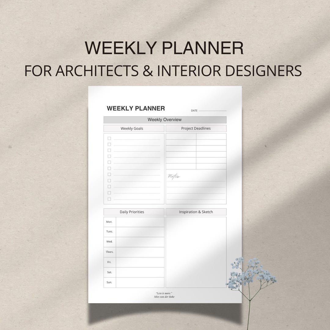 Architect Weekly Planner | Printable PDF for Architects & Interior ...