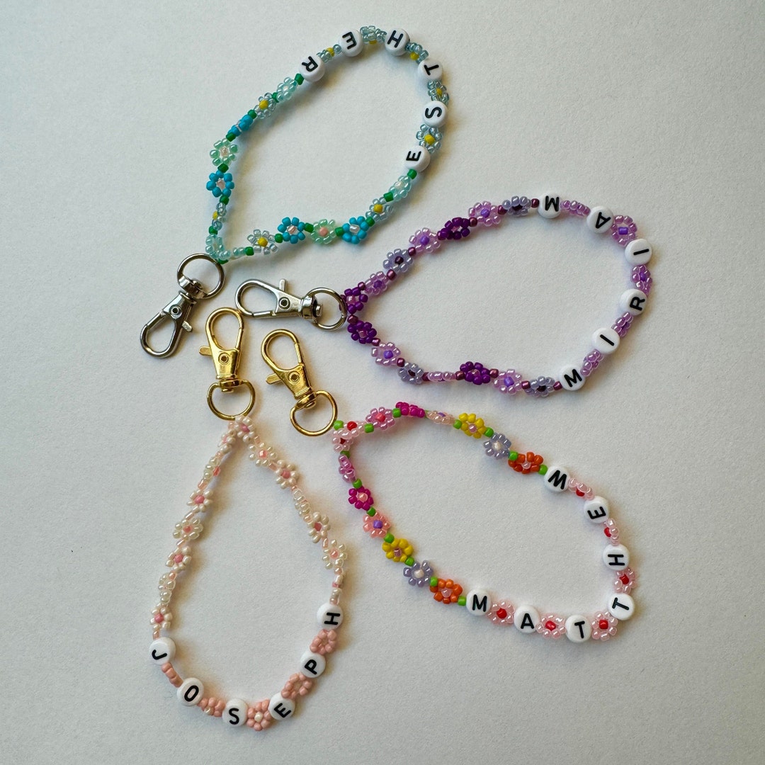 Seed Beads Flower Key/wallet/bag Chain Personalized - Etsy