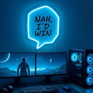 Nah I'd Win Enseigne néon, décoration anime japonais, décoration de salle de jeux