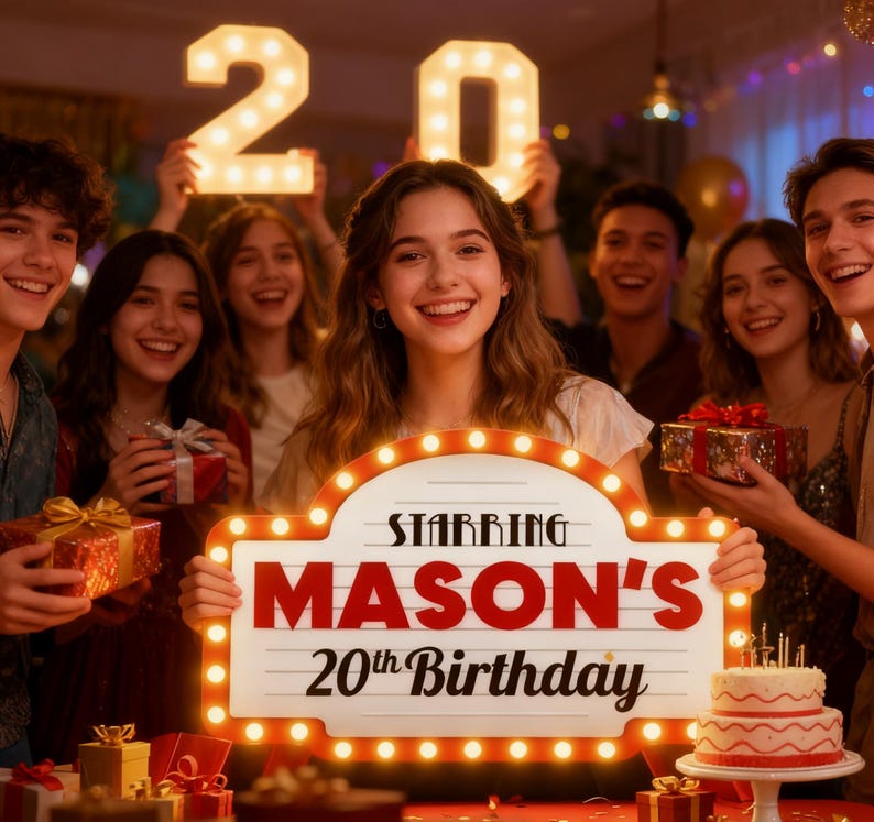 Custom Birthday Marquee Sign: Personalized LED Light Decor