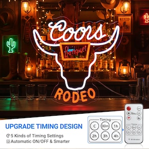 カスタムカウボーイネオンサイン：ウエスタンロデオブルスカルLEDデコレーション