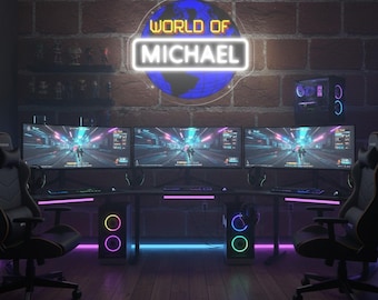 Letrero de neón de gamer personalizado, luz LED de neón con nombre personalizado para sala de juegos, decoración de pared para dormitorio infantil, regalo para gamers