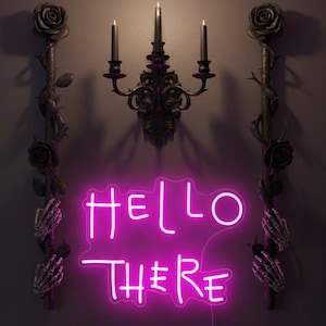 Hello There Neon Sign, Flickering Horror Movie Decor