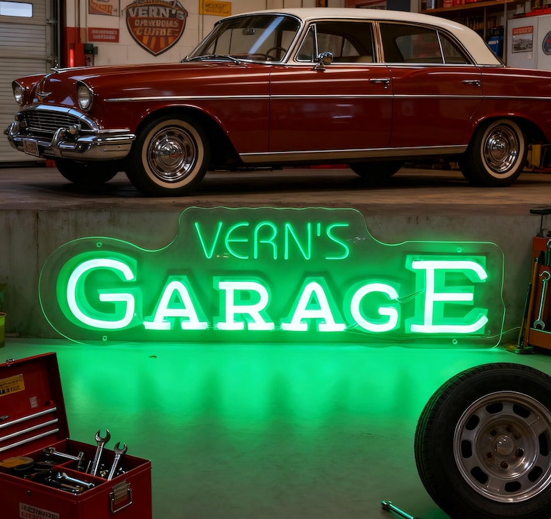 Custom Garage LED Neon Schild: Man Höhle Werkzeug Shop Dekor Bild 2