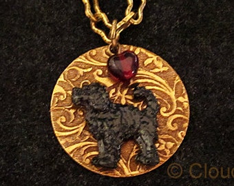 Portuguese Water Dog Jewelry Necklace. "I Heart" My Pwd Dog. Engravable Charm Pendant. Gifts for Women.