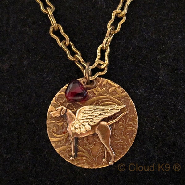 Great Dane Angel Necklace Pendant. Uncropped Natural Ears. Engravable Charm. Great Dane Sympathy Memorial Jewelry Gift for Women Dog Lovers