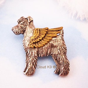 Schnauzer Guardian Angel Pin. Schnauzer Jewelry Brooch. Pet Loss Sympathy Gifts. Pet Memorial Remembrance. Silver Tone Miniature Schnauzer