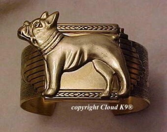 French Bulldog Cuff Bracelet. Vintage Style French Bulldog Jewelry. Gift for Women Dog Lovers. Boston Terrier / Frenchie Bangle Bracelet