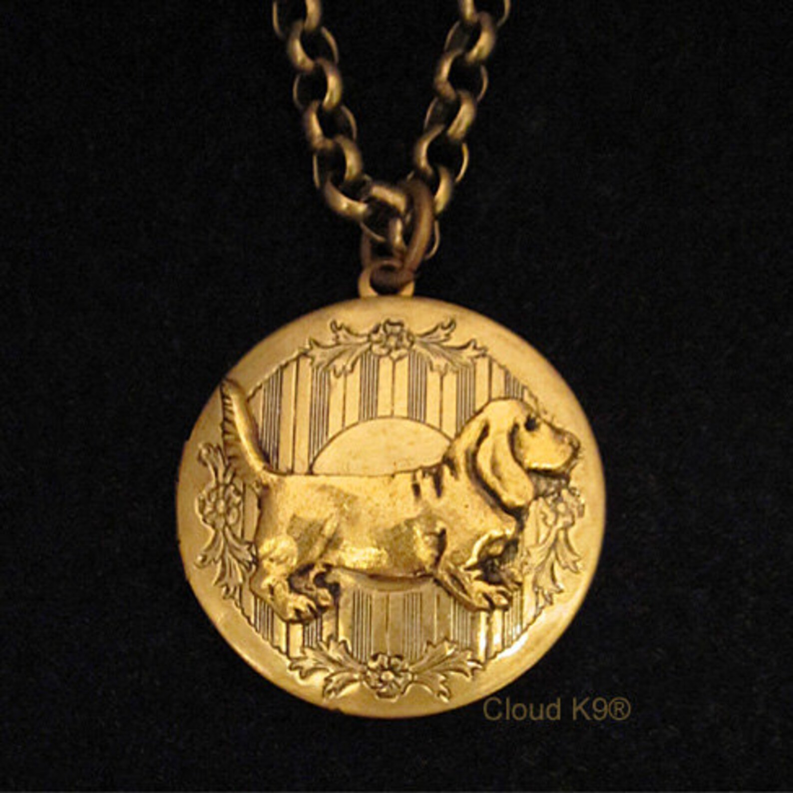 Basset Hound Locket Necklace Vintage Style Basset Hound Etsy