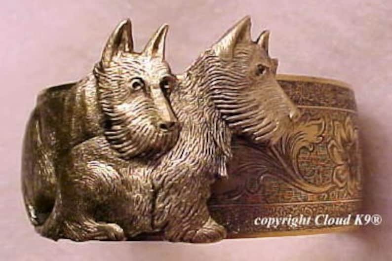 Signed West Highland White Terrier Scottish Terrier Best Friends Westie CUFF BRACELET Vintage Style Westie Jewelry for Dog Lovers