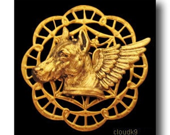 Doberman Guardian Angel Pin.  Doberman Jewelry.  Dobermann Pinscher. Miniature Pinscher Min Pin Pet Loss Sympathy Gift. Remembrance Memorial