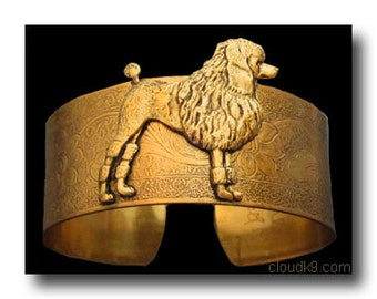 Standard Poodle Cuff Bracelet. Vintage Style Jewelry. Wearable Art for French Poodle Lovers. Signed Cloud K9 Jewelry.Poodle in Show Cut/Clip