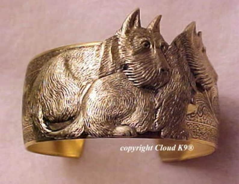 Signed West Highland White Terrier Scottish Terrier Best Friends Westie CUFF BRACELET Vintage Style Westie Jewelry for Dog Lovers