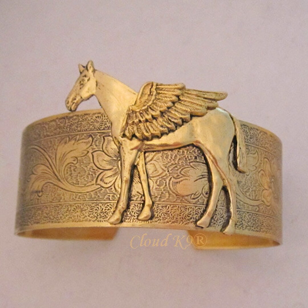 Horse Angel Cuff Bracelet. Equestrian Jewelry for Women Etsy