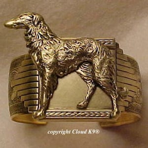 Bracelet manchette Borzoi. vintage Style Borzoi Bijoux. Bracelet de bijoux Russian Wolfhound signé Cloud K9 (Standing Russian Wolfhound)
