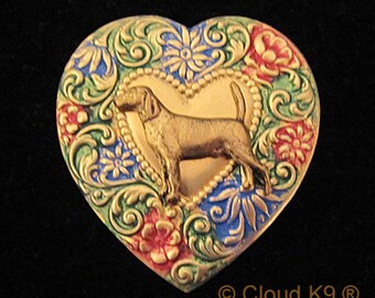 Beagle Brooch Pin. Personalized Beagle Jewelry. Hand painted Heart Pin for Beagle Lovers. Beagle Jewelry Gift by Cloud K9.