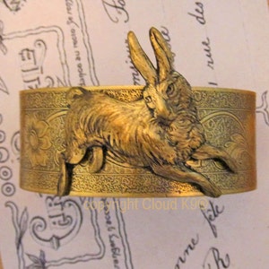 Bunny Rabbit Cuff Bracelet. Vintage Style Rabbit Jewelry. Rabbit Lovers Gift. Running Bunny Bangle Bracelet Le Lapin Signed