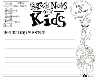 Kids Sermon Notes Drawing Page Bible Journaling