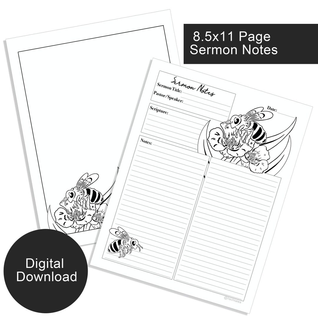 Digital Download Bee Sermon Notes - Etsy