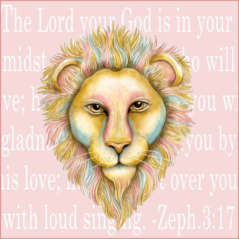 Canvas Tote Bag Zephaniah 3:17 Lion