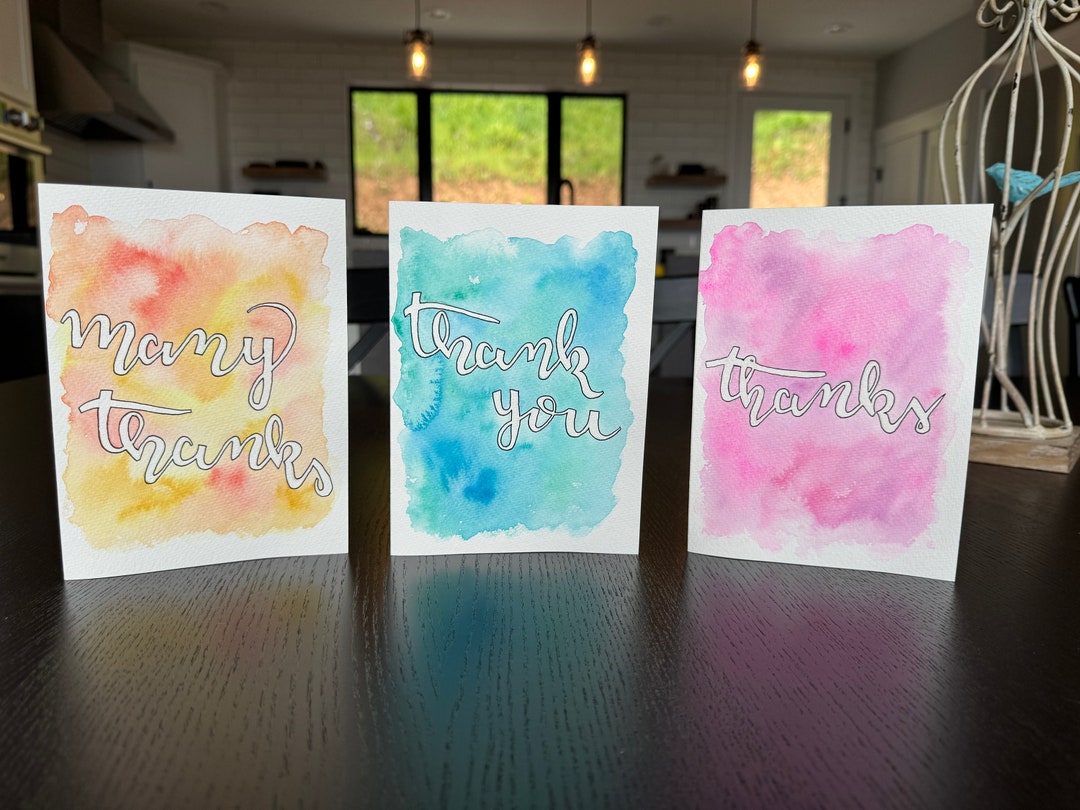 Handpainted Thank You Cards Set | Handmade Watercolor Cards | Blank ...